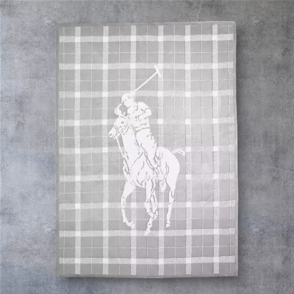 NWT Polo Ralph Lauren Blanket Gray/White 50